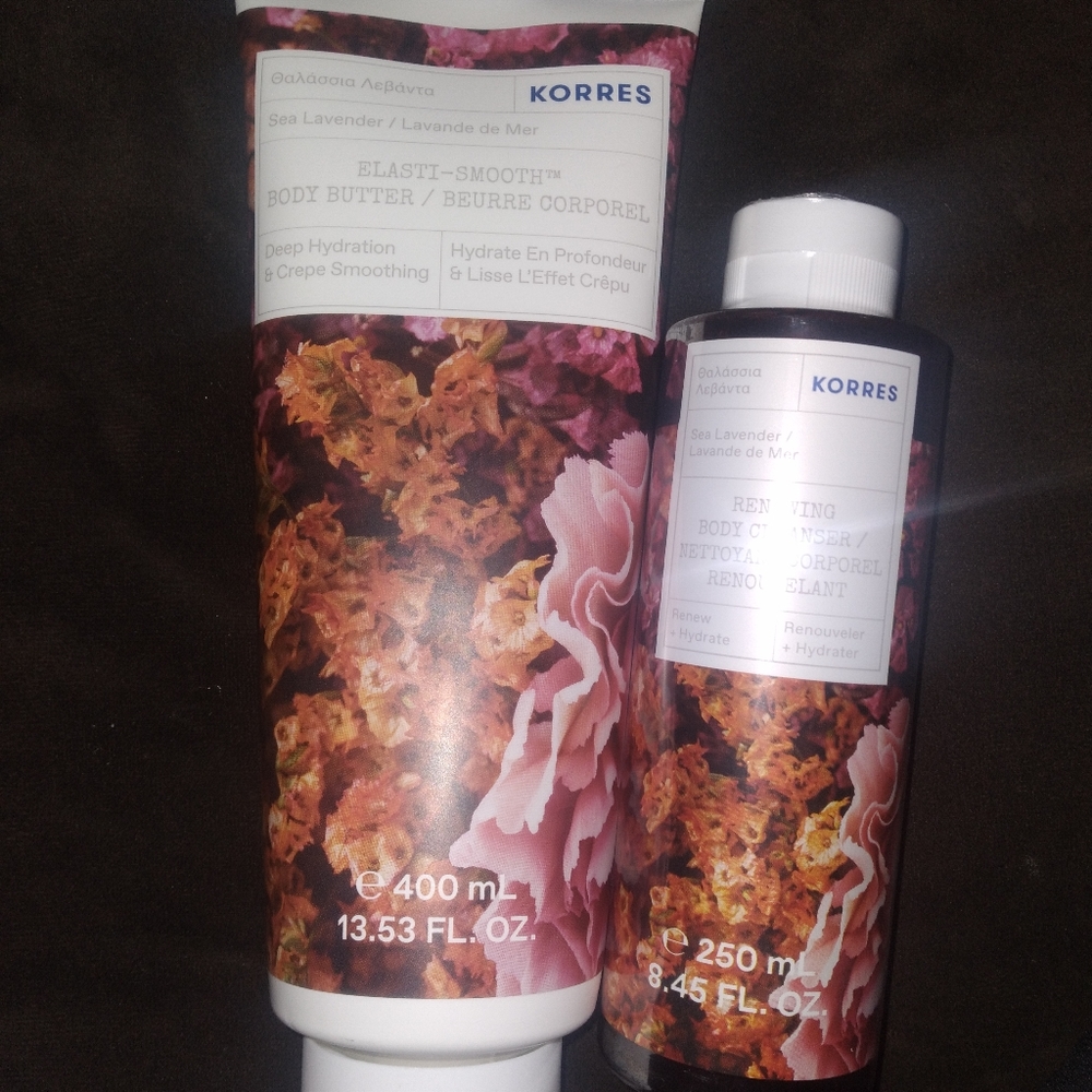 Korres body butter and body cleanser